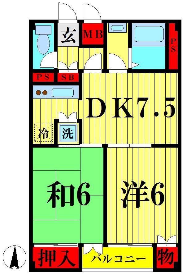 コンフォート(2DK/3階)の間取り写真
