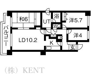 琴似パークマンション(3LDK/6階)の間取り写真