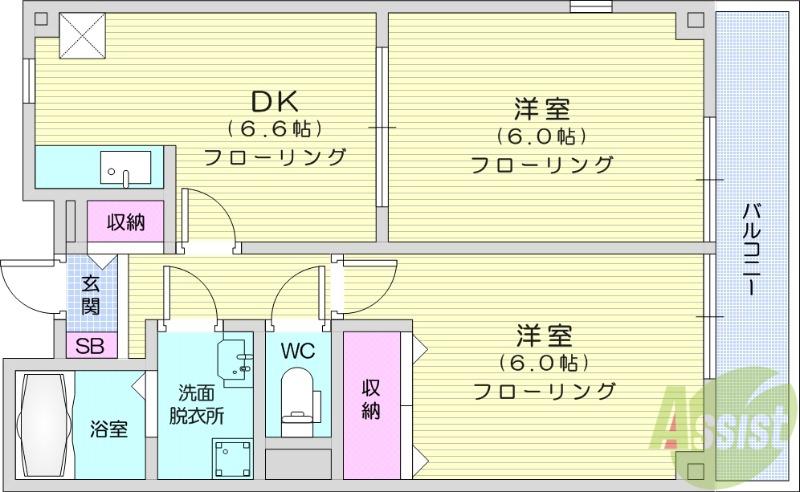 シュティル(2DK/2階)の間取り写真
