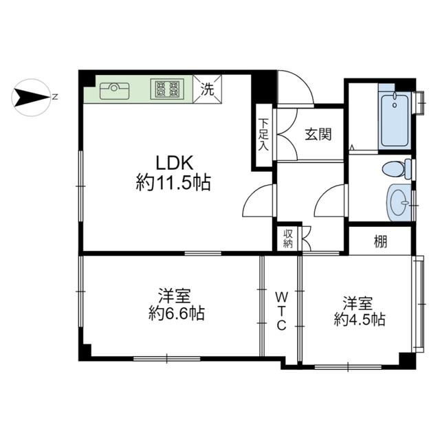 ライラック(2LDK/3階)の間取り写真