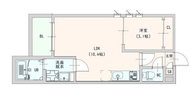 プルーム中原東(1LDK/3階)の間取り写真