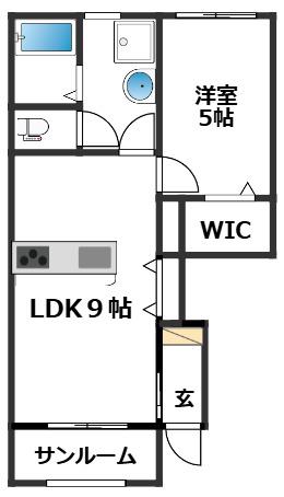 LOTUS八幡(1LDK/1階)の間取り写真