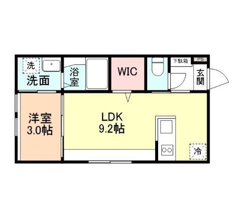 富山市向新庄町4丁目アパートA棟(1LDK/1階)の間取り写真