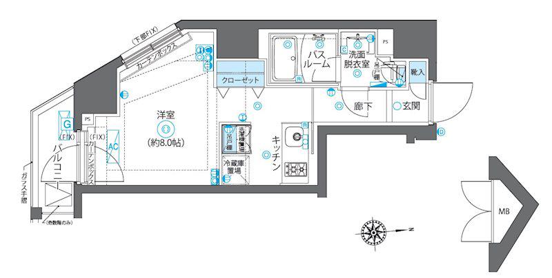 ZOOM新宿下落合(ワンルーム/8階)の間取り写真