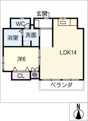 丸一上畠ビル(1LDK/4階)の間取り写真