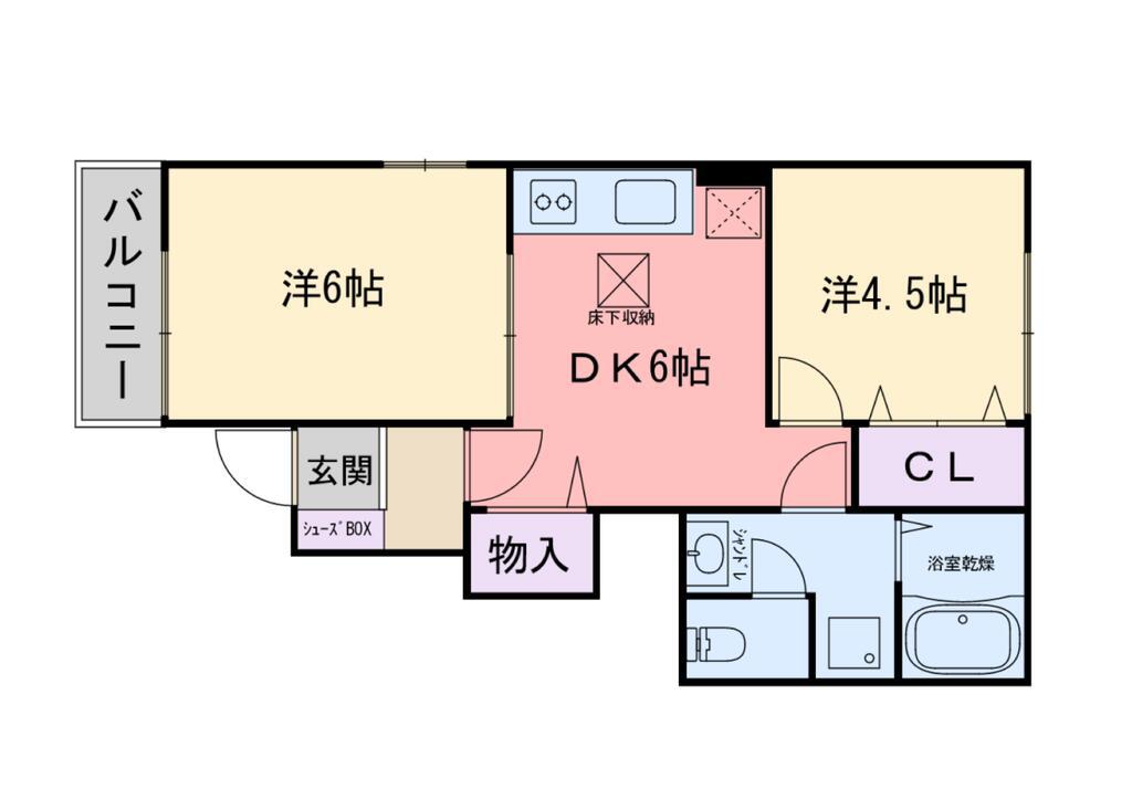 サニーサピー加布里 B(2DK/1階)の間取り写真