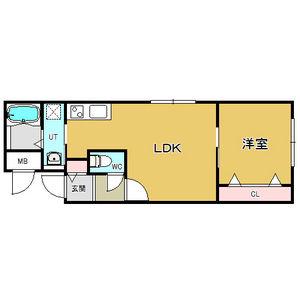 ライフジュエル南郷通(1LDK/1階)の間取り写真