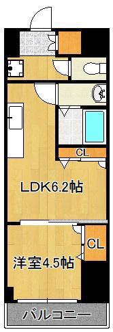 雅ビル(1DK/9階)の間取り写真