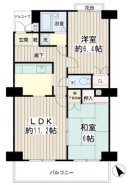 サニーテラス西寺尾(2LDK/6階)の間取り写真