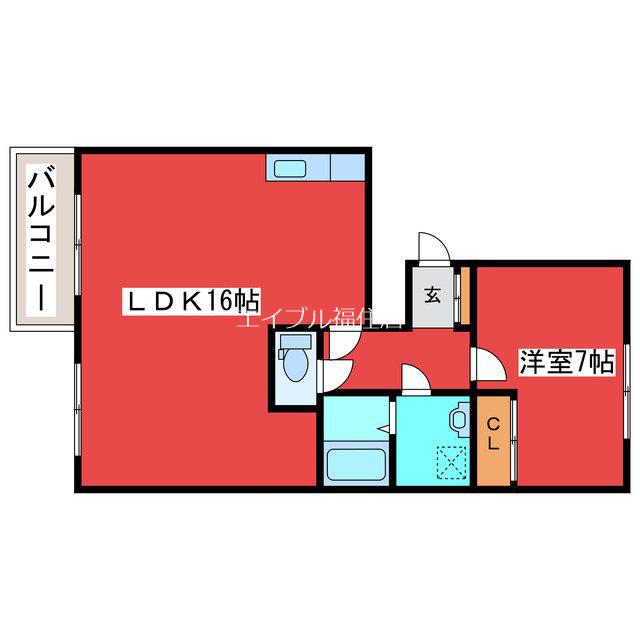 シャトー富士(2LDK/1階)の間取り写真