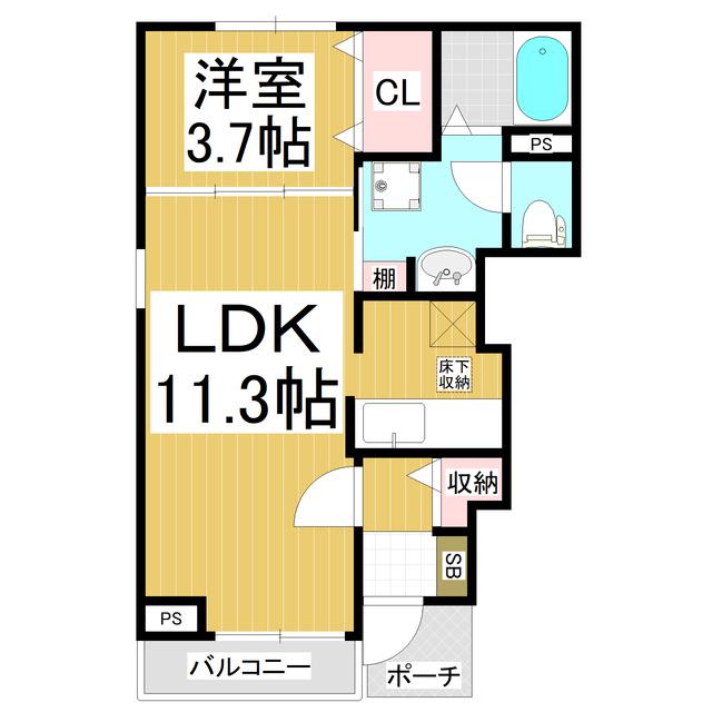 グラン・アビタシオンA・B(1LDK/1階)の間取り写真