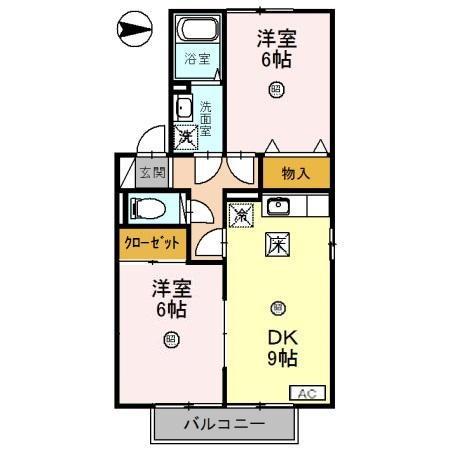 ファミリア・フローラ(2DK/1階)の間取り写真
