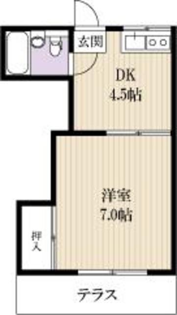 フジコーポ(1DK/2階)の間取り写真