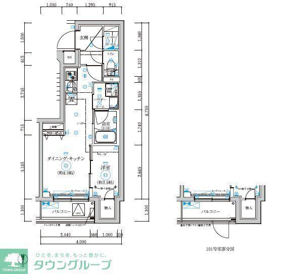 RELUXIA武蔵中原(1DK/3階)の間取り写真