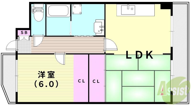 JYビル(1LDK/3階)の間取り写真
