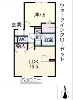 THREE WOODS Y&F A(1LDK/1階)の間取り写真