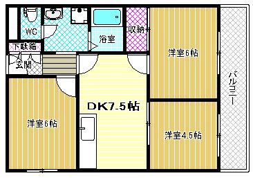 ヴィラ グレイス(3DK/2階)の間取り写真