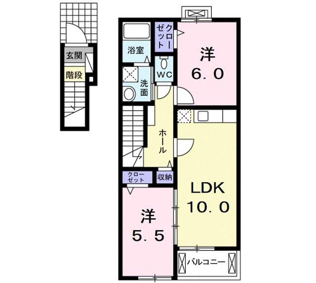 リーオ・アルデーアII(2LDK/2階)の間取り写真