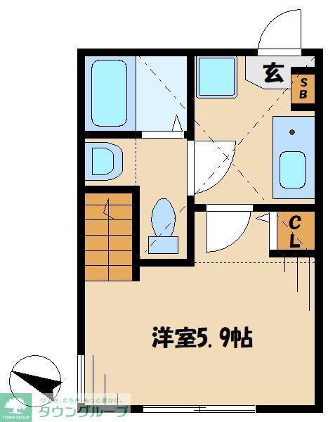 TINA 小田急相模原(1K/1階)の間取り写真