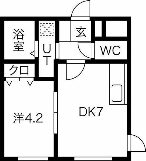 エルフォレスト(1DK/3階)の間取り写真