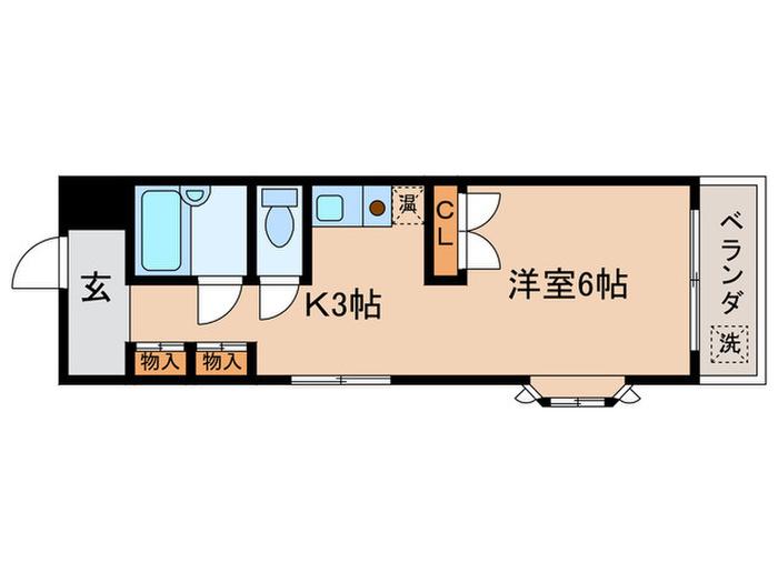 ハイツ西野(1K/2階)の間取り写真