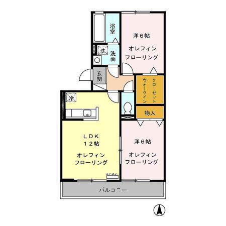 セジュールKANAI(2LDK/3階)の間取り写真