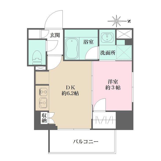 プライムアーバン西日暮里フロント(1DK/2階)の間取り写真