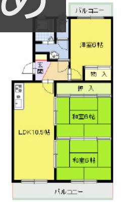 第2やまと(3LDK/4階)の間取り写真