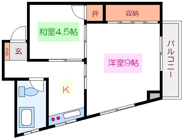 丸水マンション(2K/2階)の間取り写真