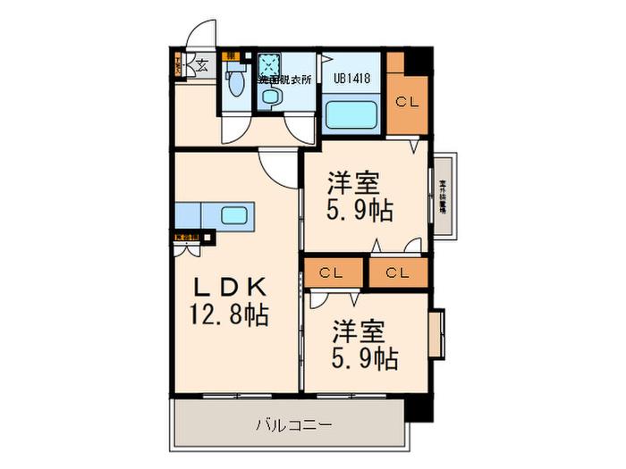 CREST FINE VIEW(2LDK/7階)の間取り写真