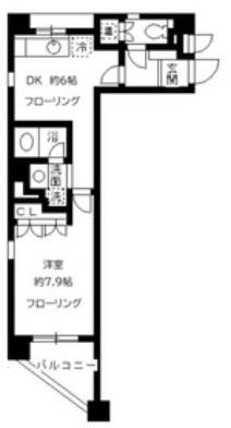 エルカスティージョ ムサシ(1DK/4階)の間取り写真
