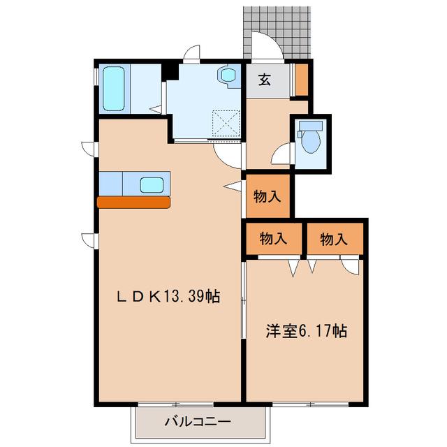 カーサアズーリ(1LDK/1階)の間取り写真