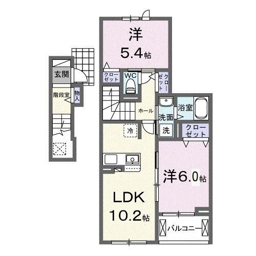 アプリコット(2LDK/2階)の間取り写真