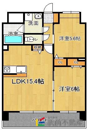 ラフレシーサ博多駅南IV(2LDK/5階)の間取り写真