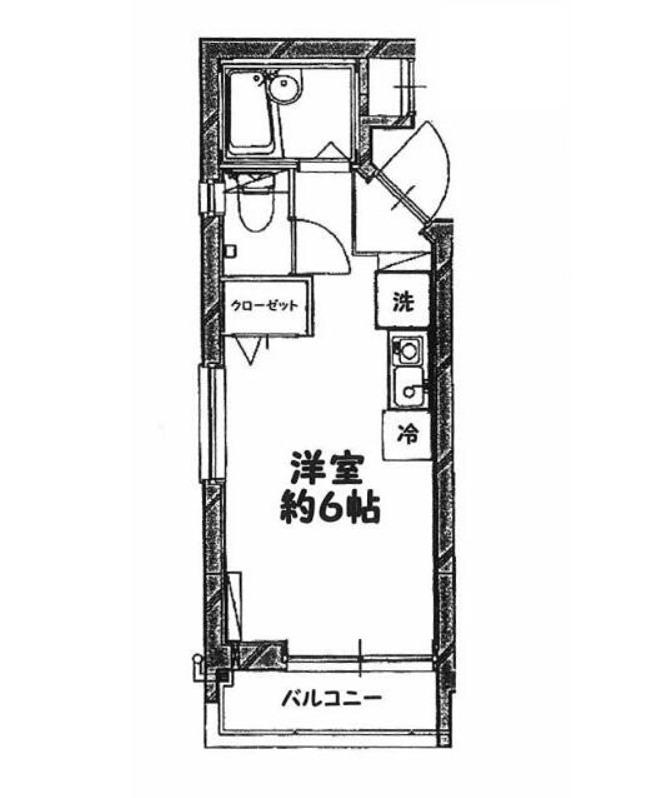 ヒルサイド大崎(1K/3階)の間取り写真