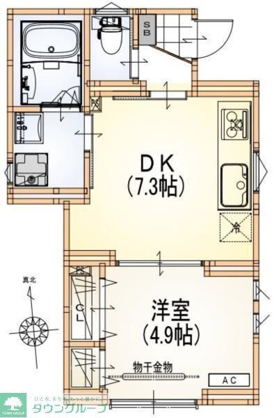 ジュネス竹町(1DK/1階)の間取り写真