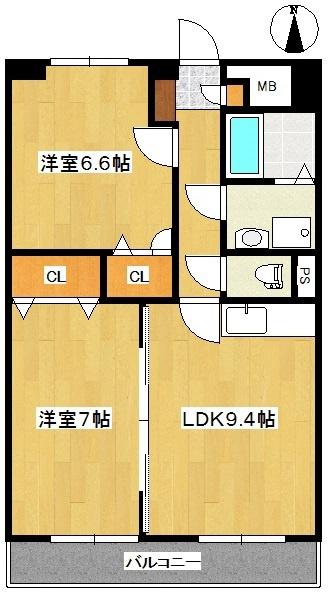 パインイーストI(2LDK/4階)の間取り写真