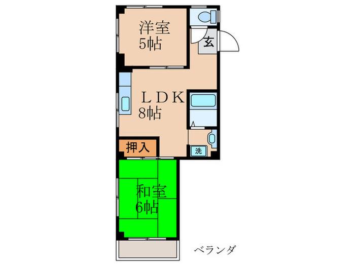 グレースニシオ(2LDK/2階)の間取り写真