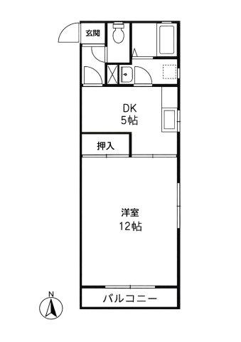 エイペックスII(1DK/1階)の間取り写真
