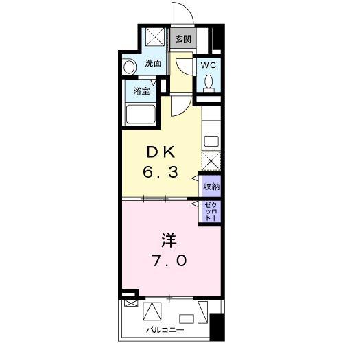 グレイス竹の塚(1DK/2階)の間取り写真