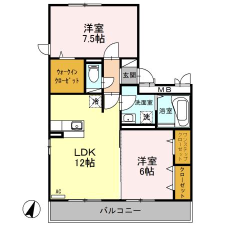 セジュールSAKURAII(2LDK/2階)の間取り写真