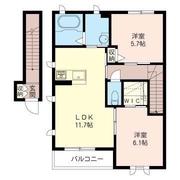 ディアコート(2LDK/2階)の間取り写真