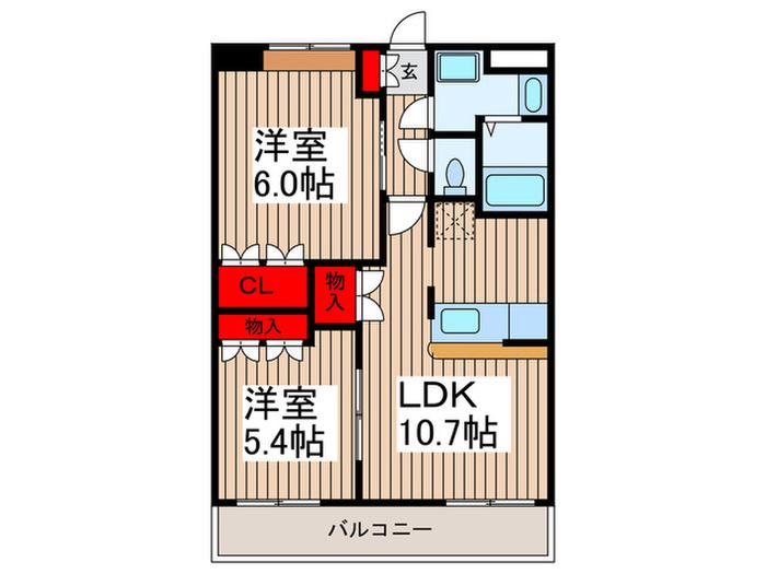 BEAUTY・AQUASIDE(2LDK/1階)の間取り写真