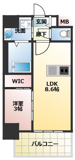 セレニテ江坂グランデ(1LDK/12階)の間取り写真