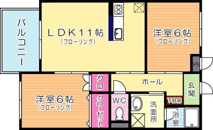 ゼルコバマンション(2LDK/2階)の間取り写真