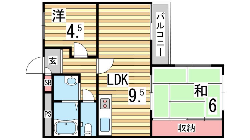 ファミリーハイツ舞子台(2LDK/2階)の間取り写真
