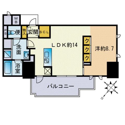 グランドメゾン赤坂けやきレジデンス(1LDK/5階)の間取り写真