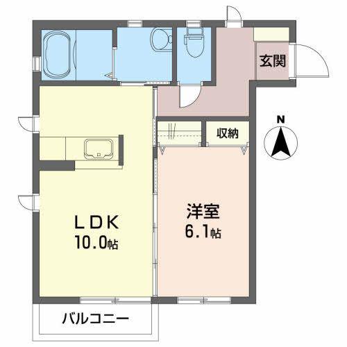 ショコラハウスI(1LDK/2階)の間取り写真
