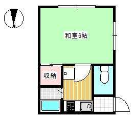 福岡アパート(1K/2階)の間取り写真