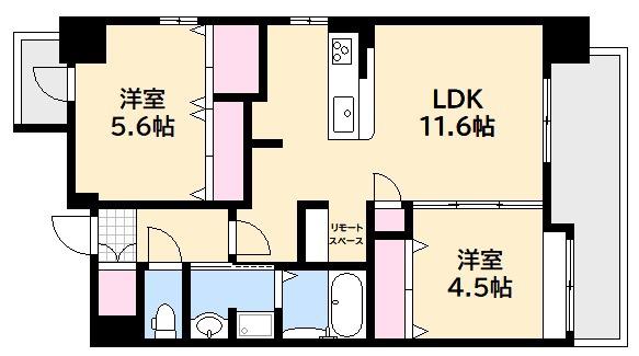 ウエストIN KOUGOKITA(2LDK/7階)の間取り写真